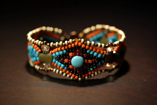 beaded bracelet, hand made fashioned colored jewelry, created with Generative AI Technology
