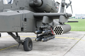 hellfire missiles and empty unguided missile launcher - obrazy, fototapety, plakaty