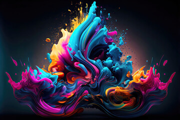 Vivid abstract flow of multi-color plasma graffiti design (Generative AI)