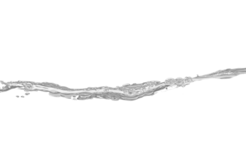 freigestellte schwungvolle Wasseroberfläche mit Wellen und Wirbel auf transparentem Hintergrund