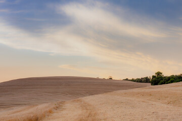 Fototapeta na wymiar Sunset over the dry straw of the field