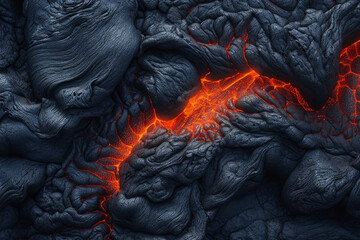 Slow lava flow from volcano, created with Generative AI Technology - obrazy, fototapety, plakaty
