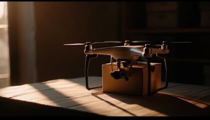 Fototapeta na wymiar Wireless drone technology captures aerial surveillance footage generated by AI