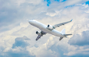 Naklejka na ściany i meble Passenger airplane in the clouds. 