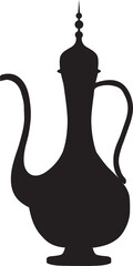 Oriental coffee jug in black color illustration - 606150907
