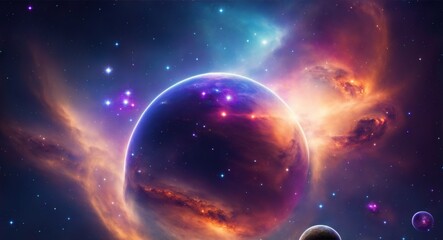 Obraz na płótnie Canvas Planet in universe, colorful cosmos, generative ai