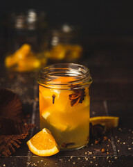 tea syrup with orange, anise, cloves, sugar