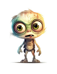 Fototapeta premium Little zombie cartoon, halloween, character, little kid. Generative AI 
