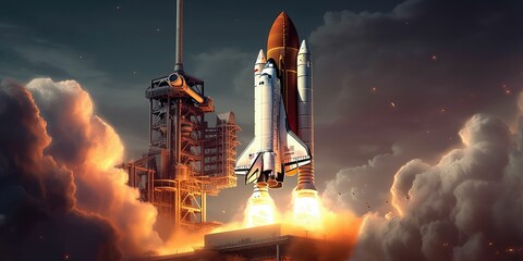Space rocket launch, generative ai