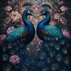 Fototapeta premium Beautiful peacock, generative ai
