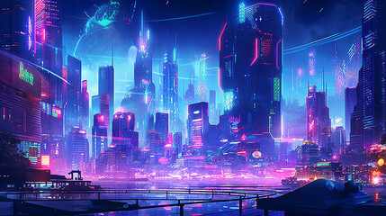 Cyberpunk visual novel background. Generative AI