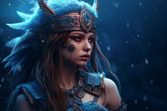 Magic female warrior princess in mystic armor. Generative AI