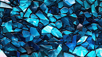 Fototapeta na wymiar seamless abstract background of blue glass shards - by generative ai