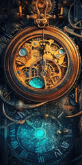 Fototapeta na wymiar background with clock mechanism clog gears - by generative ai