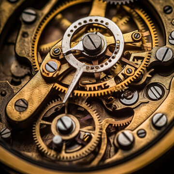 old watch mechanism clog - by generative ai