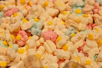 Lots of sweets and marmalade. Sweets close-up