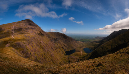 Irish mountain scape from above
