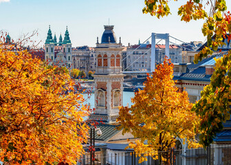 Castle Garden Bazaar (Varkert Bazar) at Royal palace of Buda and Danube river in autumn, Budapest,...