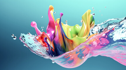 Obraz na płótnie Canvas A 3D illustration and 3D rendering was created to create a fluid splash - generative ai