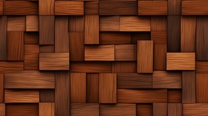 Seamless Pattern Background - Design of a dark 3D teak wood pattern texture - Generative AI - obrazy, fototapety, plakaty