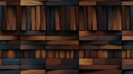 Seamless Pattern Background - Design of a dark 3D teak wood pattern texture - Generative AI