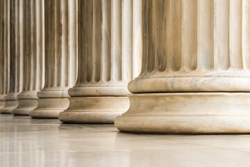 Architectural detail of marble ionic order columns