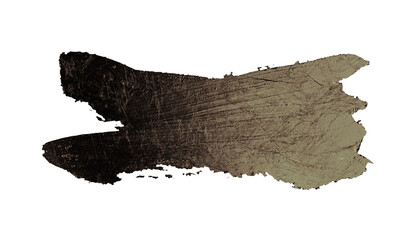Black brown ink color smear brush stroke stain line blot on white background.