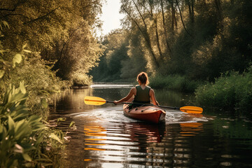 A person enjoying an eco friendly activity such as kayak - obrazy, fototapety, plakaty