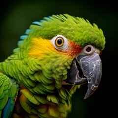 Fototapeta premium Intelligent Amazon Parrot Engaged in Inquisitive Behavior