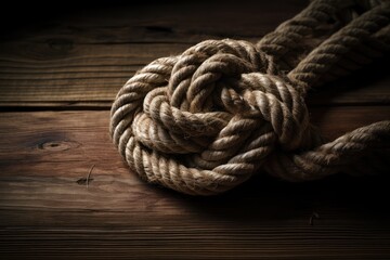 Fototapeta premium Marine knot from large ship rope. Generative AI