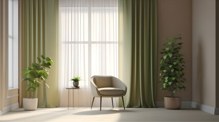 Minimalist Interior of modern interior desige 3D rendering, generative ai