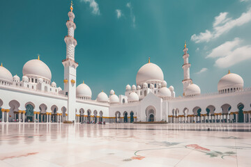 Fototapeta na wymiar Sheikh Zayed Grand Mosque Center - 5th Street - Abu Dhabi - United Arab Emirates. AI Generated