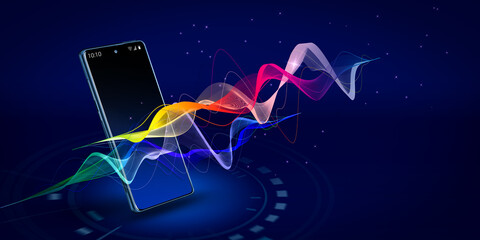 Tech Connect: Vibrant Wave of Streaming and Blogging on Smartphone. Creative Digital Concept for...
