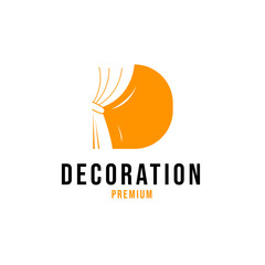 Creative curtain logo building decoration vector design concept illustration idea