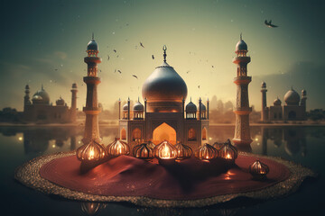 beautiful illustration of Eid Mubarak, eid, ramadan, islam. AI Generated