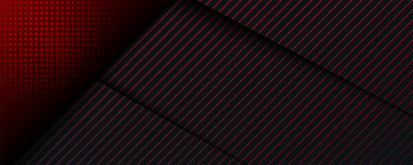 Abstract red and blue gradient geometric diagonal layer on black background with copy space for text