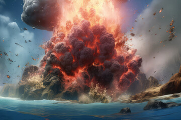 Underwater volcano explosion - obrazy, fototapety, plakaty