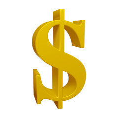 Golden dollar symbol or icon design in 3d rendering