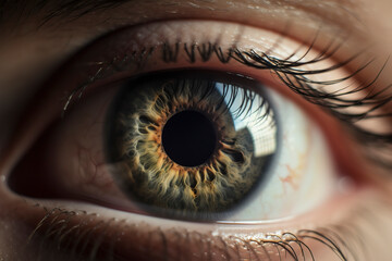 Lens of Emotion: Close-Up Capture of an Eye Showcasing Delicate Focus and Blur. AI Generated