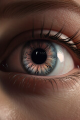 Naklejka premium Infinite Depth: Close-Up Shot of an Eye with Intriguing Focus and Blur Elements. AI Generated