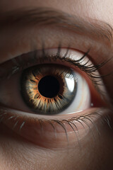 Framed Vision: Close-Up Image of an Eye Featuring Exquisite Focus and Blur. AI Generated