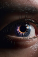 Naklejka premium Framed Vision: Close-Up Image of an Eye Featuring Exquisite Focus and Blur. AI Generated