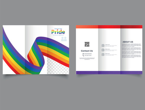 Pride month trifold brochure template. Waves. lyer report template. design vector illustration. Modern trifold template.