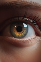 Naklejka premium Soulful Glance: Detailed Close-Up of an Eye with Dynamic Focus and Blur. AI Generated