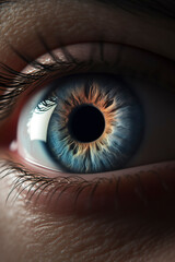 Soulful Glance: Detailed Close-Up of an Eye with Dynamic Focus and Blur. AI Generated