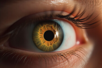 Visual Symphony: Close-Up Shot of an Eye with Artistic Focus and Blur Effects. AI Generated