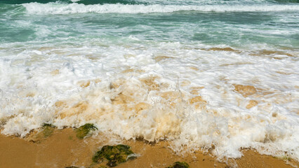 white sea foam of the stormy sea