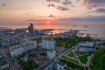 sunrise view of the city in gdynia