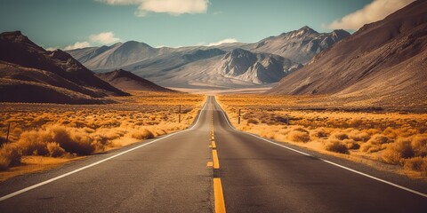 Fototapeta premium AI Generated. AI Generative. Adventure desert road explore vibe. Graphic Art