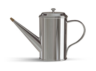 Olive Oil Tin Silver Can with Spout and Handle 3D-Rendering